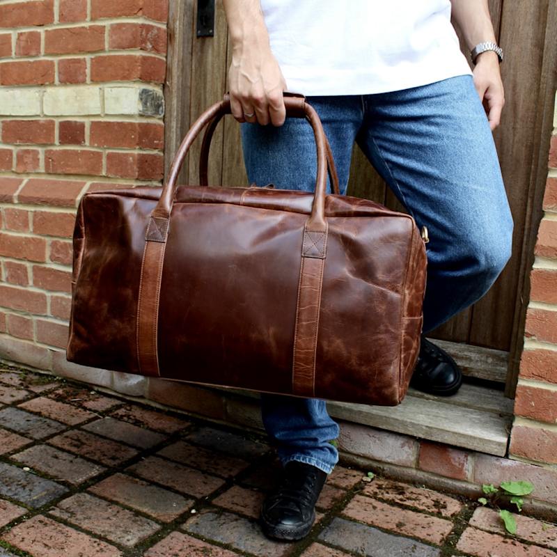 Thumbnail of Large Cognac Leather Weekend Holdall image
