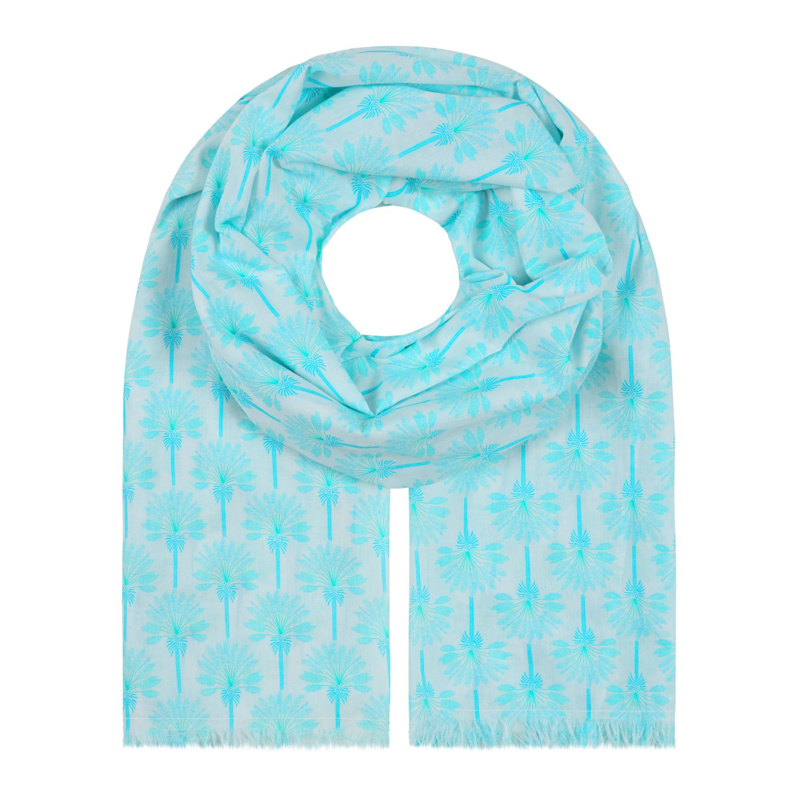 Thumbnail of Large Cotton Scarf Printed Pattern Aqua image