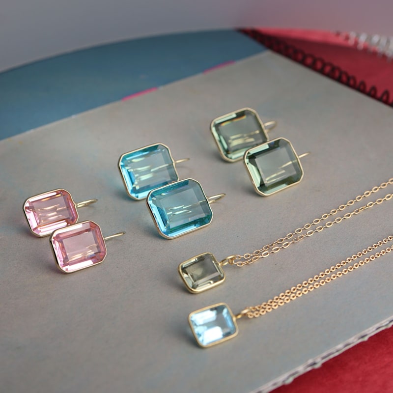 Thumbnail of Large Gemma Blue Quartz Earrings image