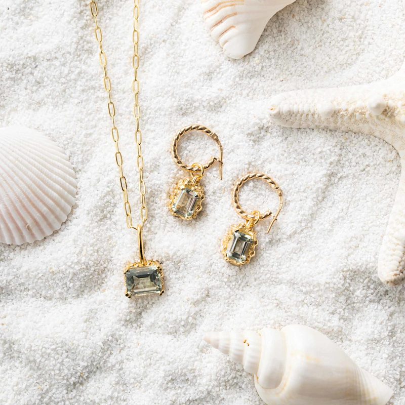 Thumbnail of Solid Gold Large Green Quartz Necklace - Giselle image