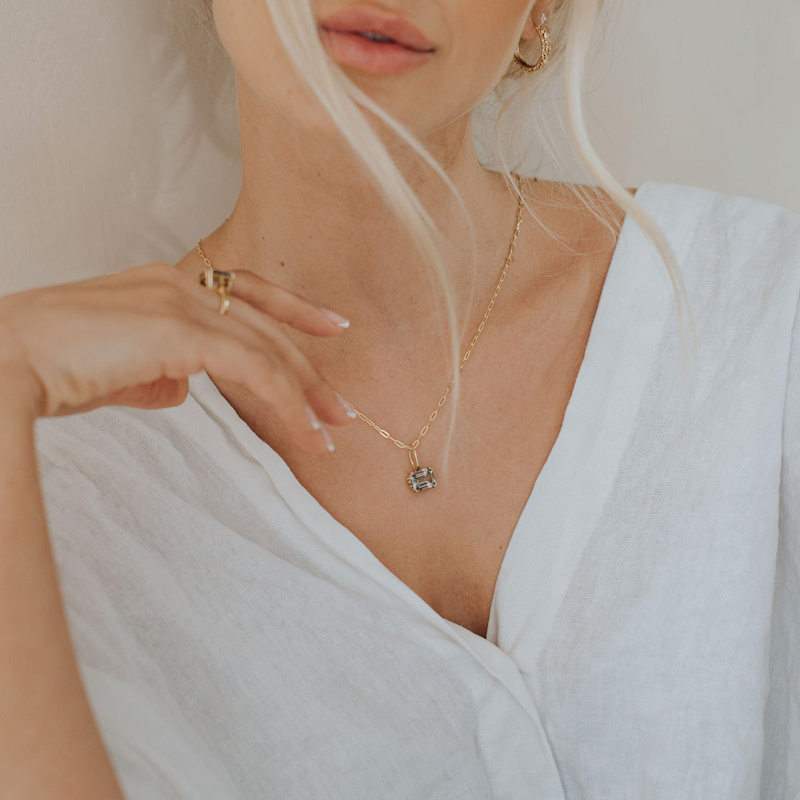 Thumbnail of Solid Gold Large Green Quartz Necklace - Giselle image