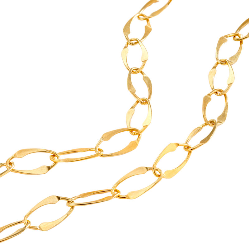 Thumbnail of Yellow Gold Large Hammered Link Chain Necklace image