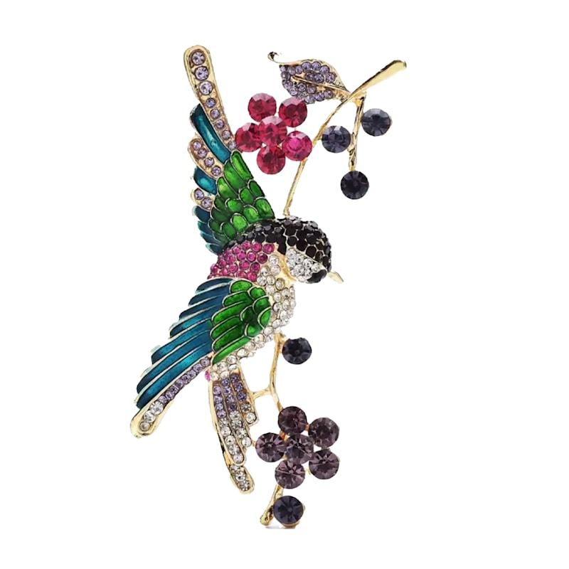 Thumbnail of Large Hummingbird Crystal Brooch image