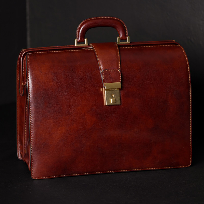 Thumbnail of Large Leather Briefcase In Brown - The Firm image