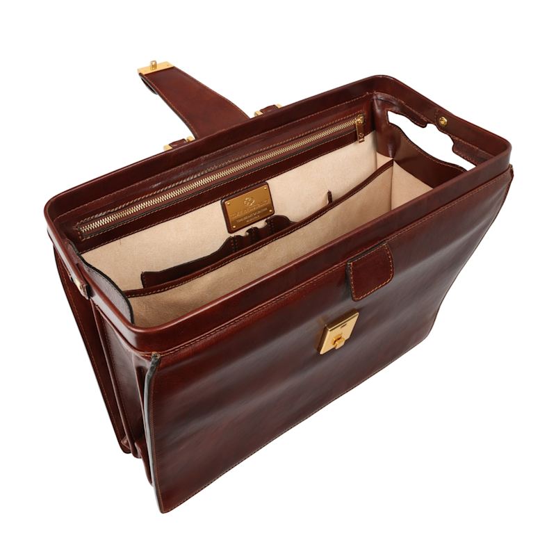 Thumbnail of Large Leather Briefcase In Brown - The Firm image