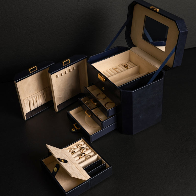 Thumbnail of Large Leather Jewelry Box For Women - A Handful Of Dust - Blue image