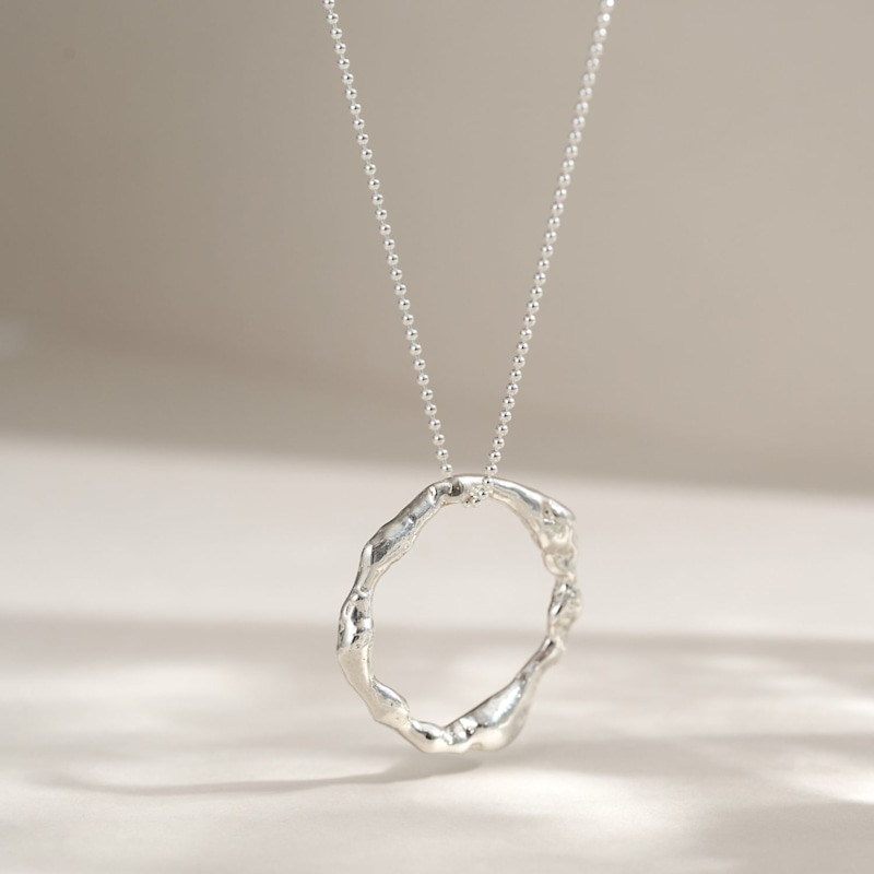 Thumbnail of Large Molten Halo Solid Sterling Silver Necklace image