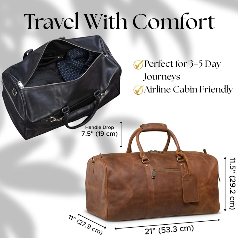 Thumbnail of Large Overnight Bag Genuine Leather Duffle - Traveler image