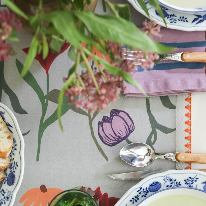 Thumbnail of Large Table Runner In Oversize Bold Flower Print On Light Grey image
