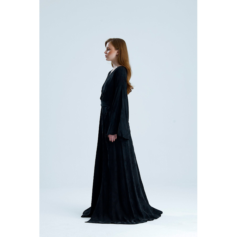 loose fitting long formal dresses Loose Fitting 3/4 Length Long Sleeve Maxi Dress