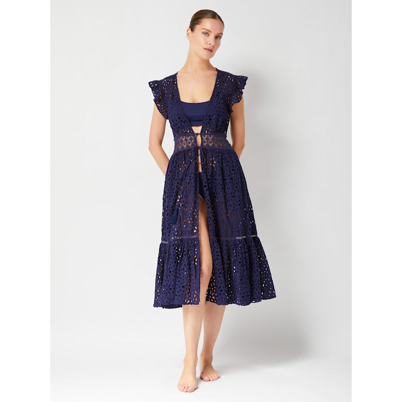 Lauren Lace Coverup Dress Seaside Eyelet In Navy | Change of