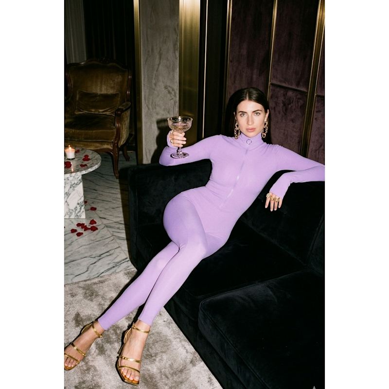 Thumbnail of Lavender Long Sleeve Turtleneck Zip Up Full Bodysuit Total Zipper image