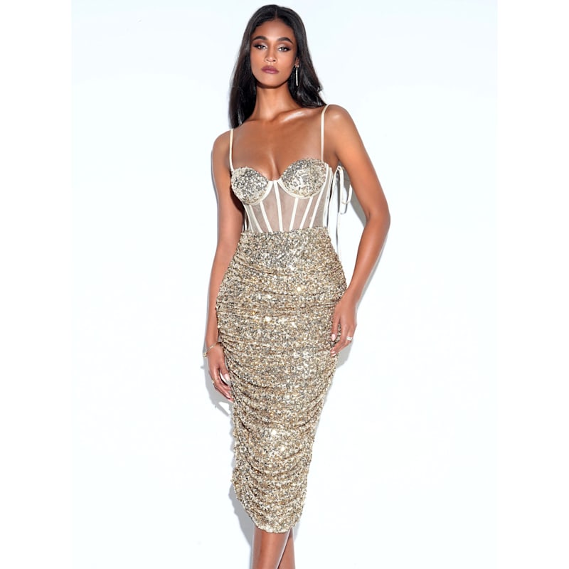 Thumbnail of Layla Gold Sequin Corset Dress image
