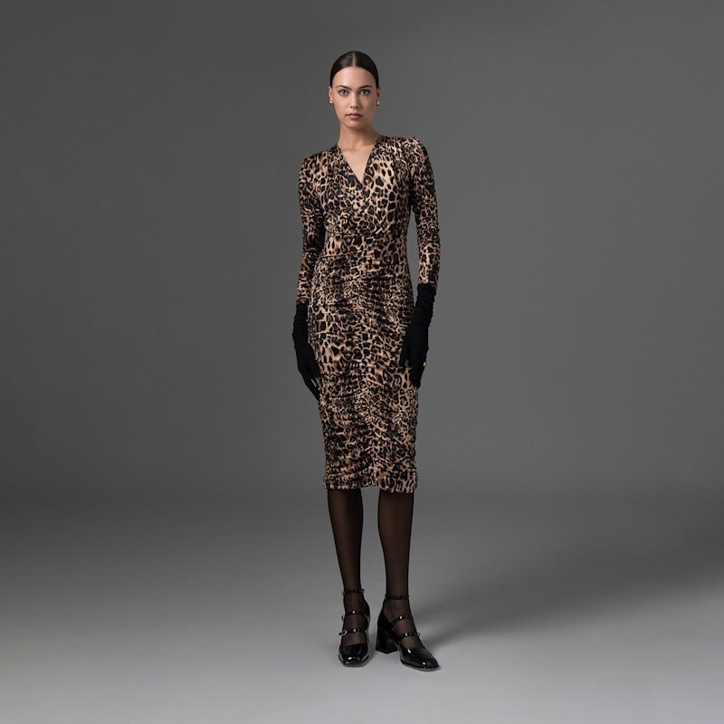 Women's Neutrals / Brown Layla Midi Leopard Dress | Small | Forever Young The Label