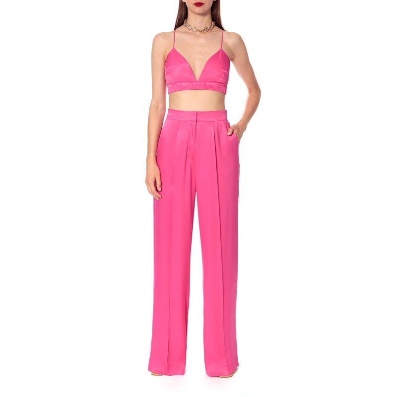 Thumbnail of Jessie Satin Barbie Pink Wide Trousers image