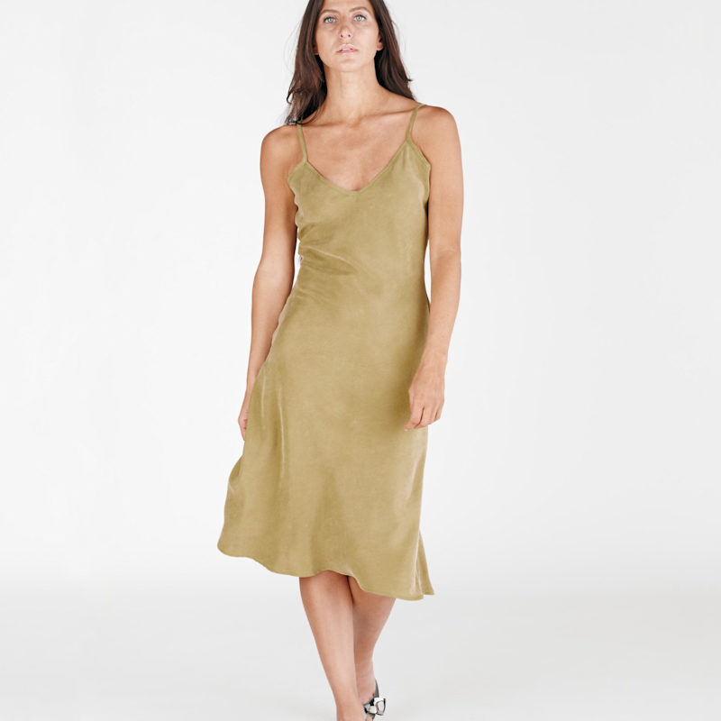Thumbnail of Leaf Green Vegan Silk Slip Dress image