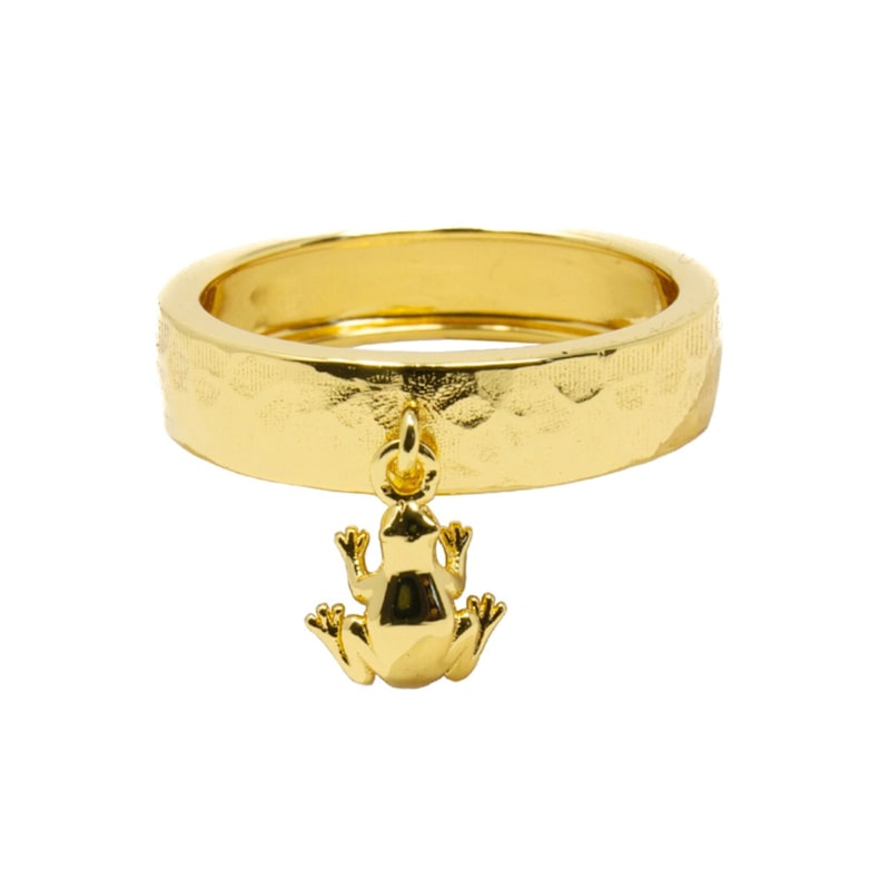 Leaping Frog Dangling Ring- Gold | NASI SILVER | Wolf & Badger