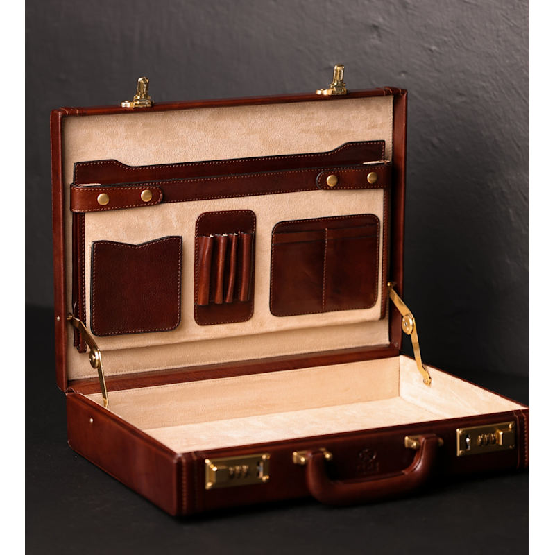 Thumbnail of Brown Leather Attaché Case Briefcase - Fatherland image