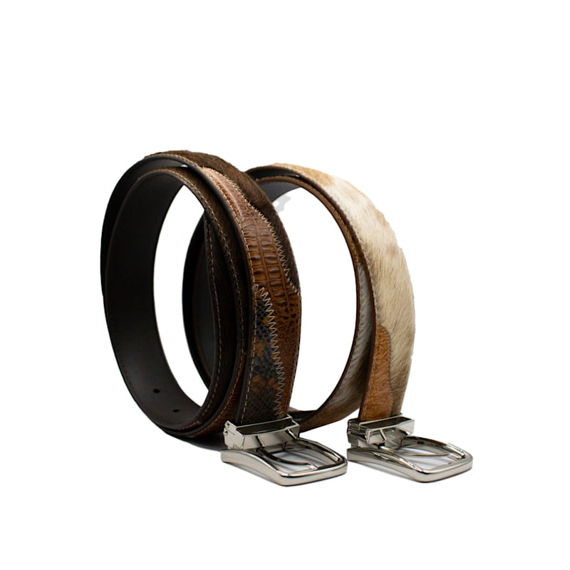 Thumbnail of Full-Grain Cowhide Hair-On Belt In Brown – Calfskin Lined, Handmade In London image