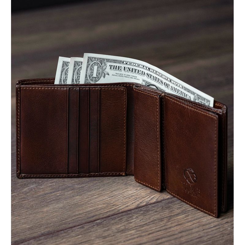 Thumbnail of Brown Leather Bifold Wallet - Daniel image