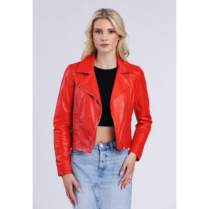 Thumbnail of Leather Biker Jacket Vermillion image