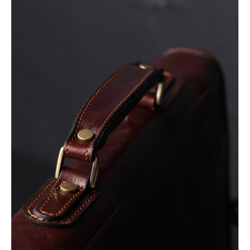 Thumbnail of Leather Briefcase Laptop Bag - Illusions - Brown image