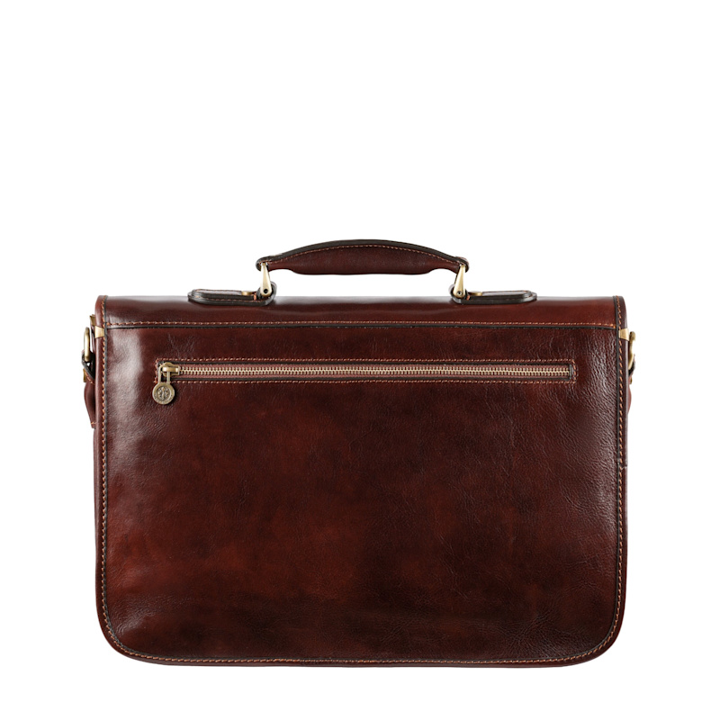 Thumbnail of Leather Briefcase Laptop Bag - Illusions - Brown image