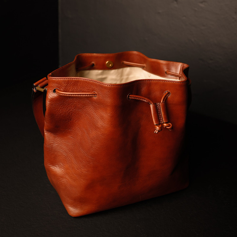 Thumbnail of Leather Bucket Bag For Women In Brown - Sybil image