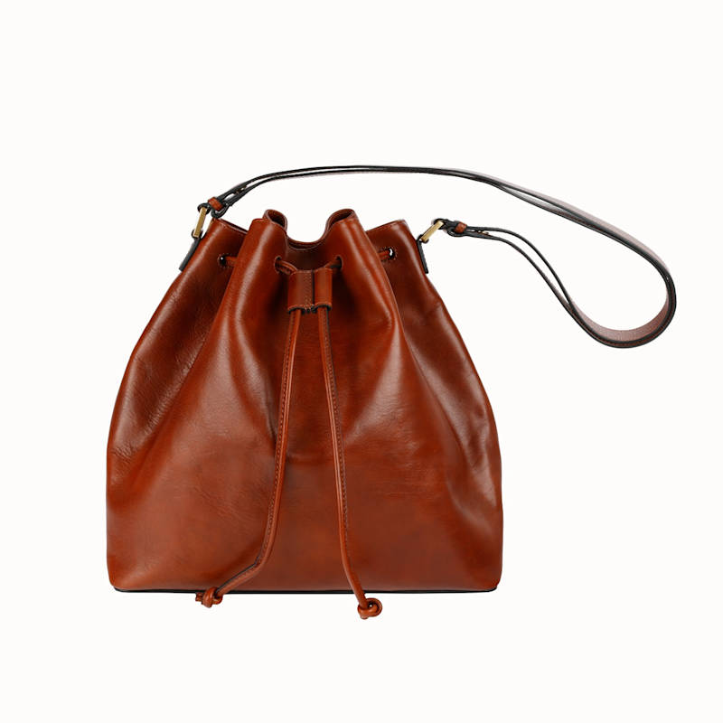 Thumbnail of Leather Bucket Bag For Women In Brown - Sybil image