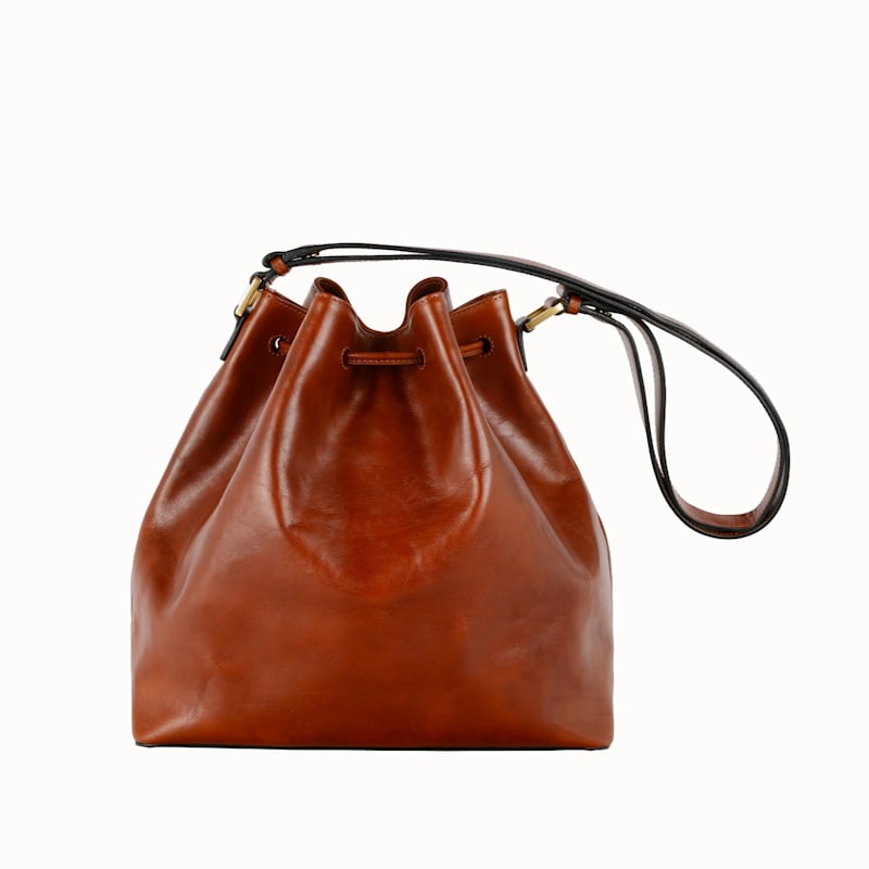 Thumbnail of Leather Bucket Bag For Women In Brown - Sybil image