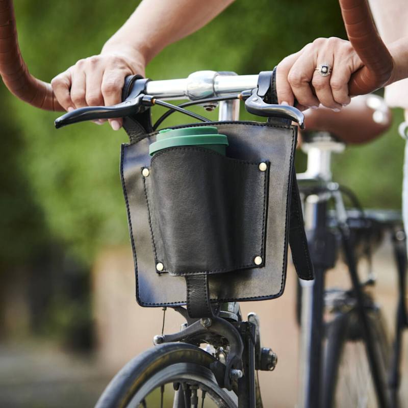 Leather Bike Coffee Cup Holder - Black | VIDA VIDA | Wolf & Badger