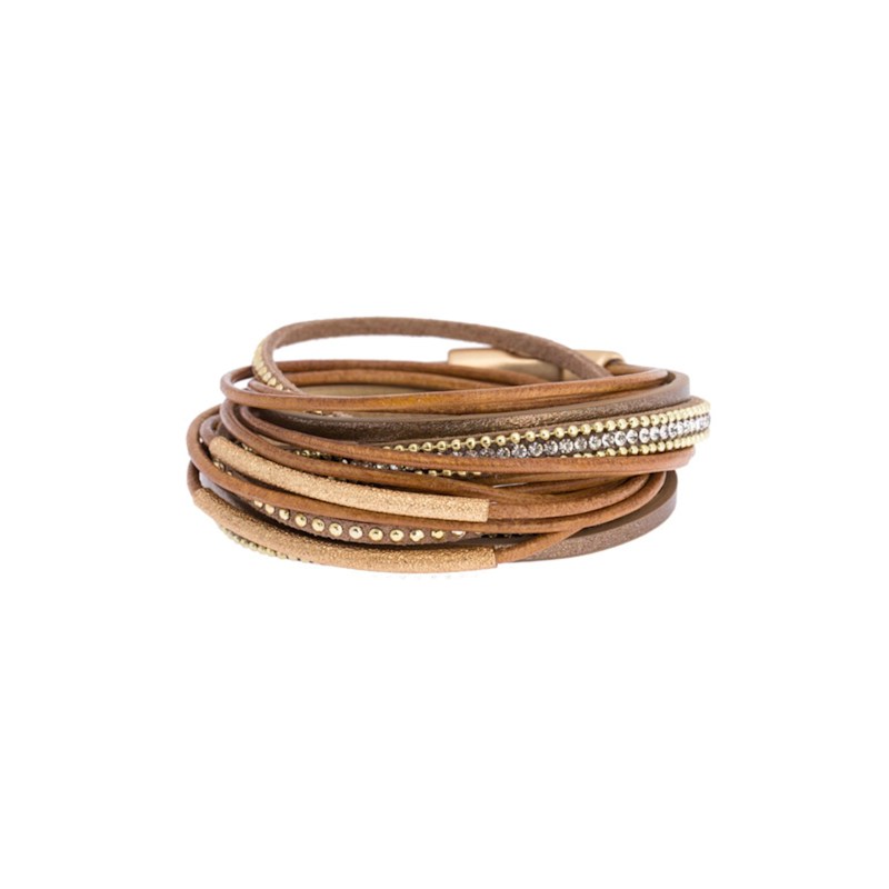 Thumbnail of Leather Crystal Double Wrap Peru Bracelet image