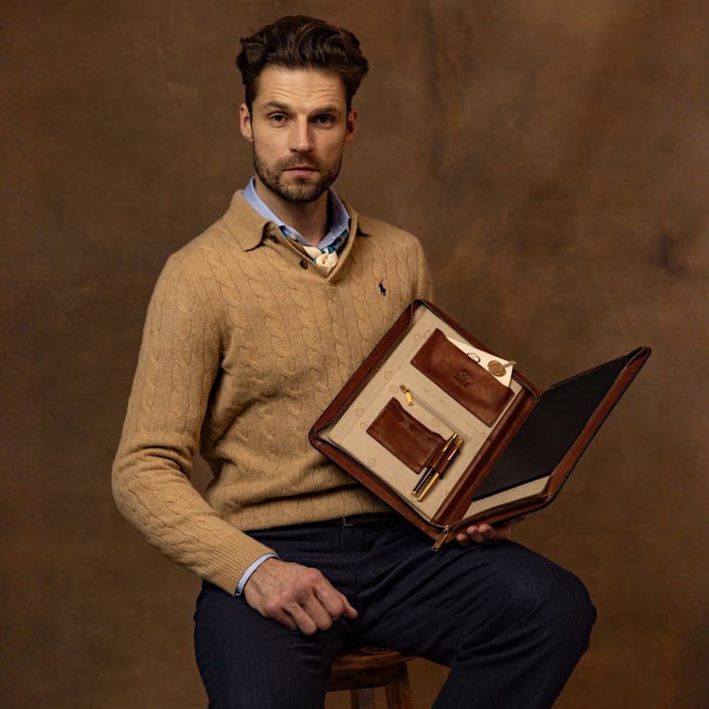 Thumbnail of Leather Documents Folder Organizer - Candide - Cognac Brown image