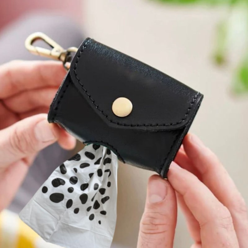 Thumbnail of Leather Dog Poop Waste Bag Holder - Black image