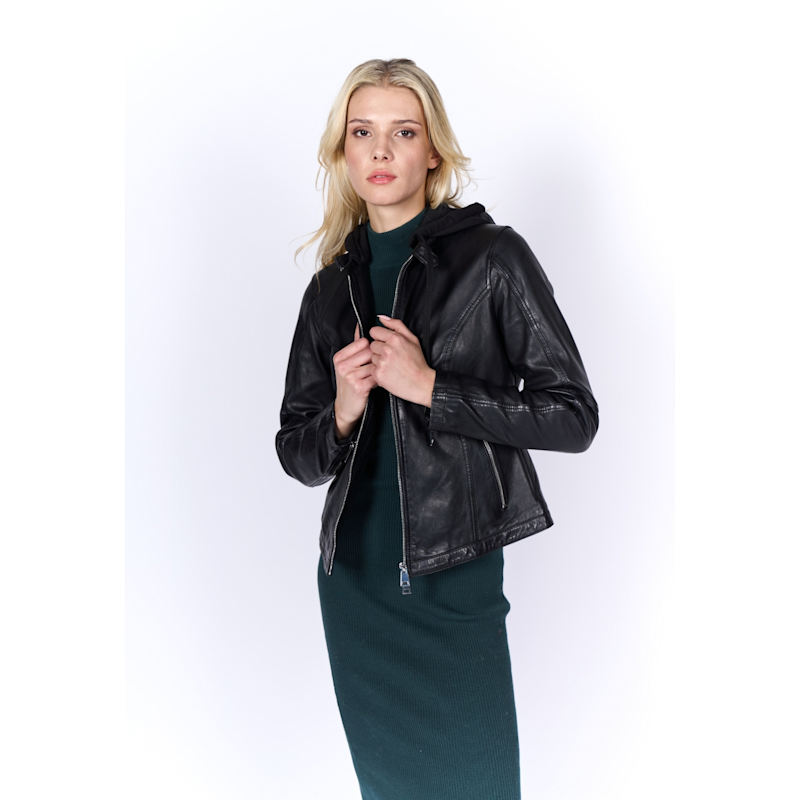 Thumbnail of Leather Jacket With Hood image