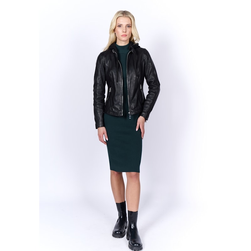 Thumbnail of Leather Jacket With Hood image