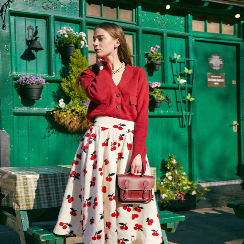 Thumbnail of Leather Midi Satchel - Oxblood image