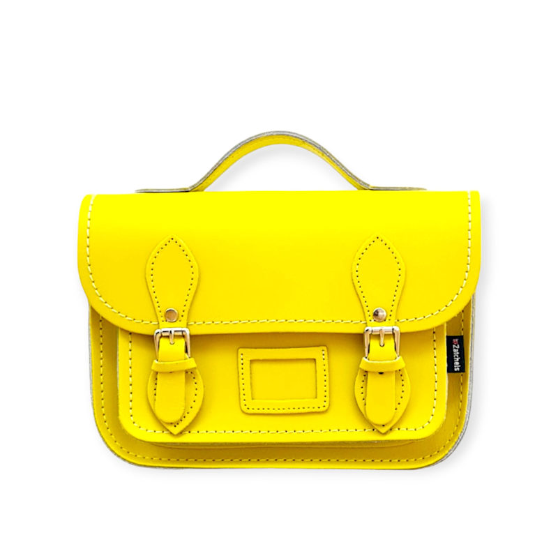 Thumbnail of Handmade Leather Crossbody Midi Satchel - Pastel Daffodil Yellow image