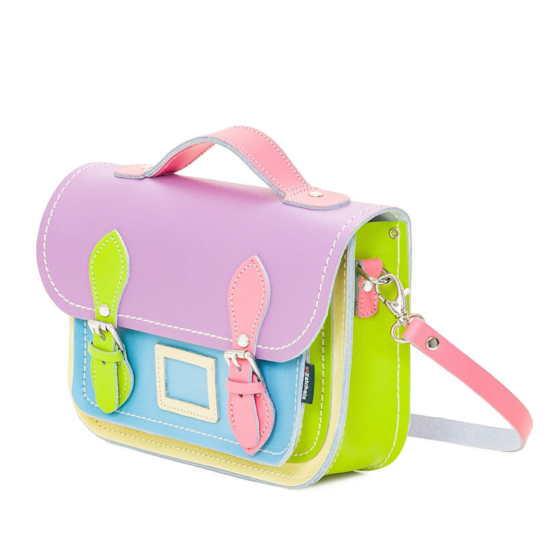 Thumbnail of Leather Midi Satchel Crossbody - Pastel Kaleidoscope image
