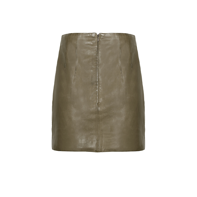 Thumbnail of Leather Mini Skirt Olive image