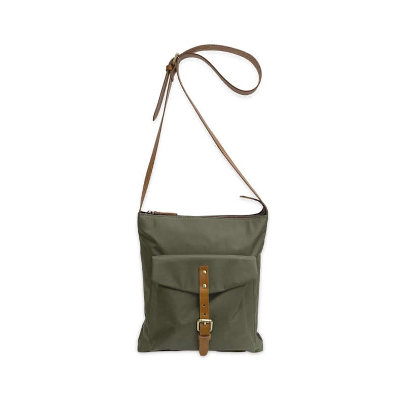 Thumbnail of Nylon & Leather Men's Messenger Bag - Olive & Tan image