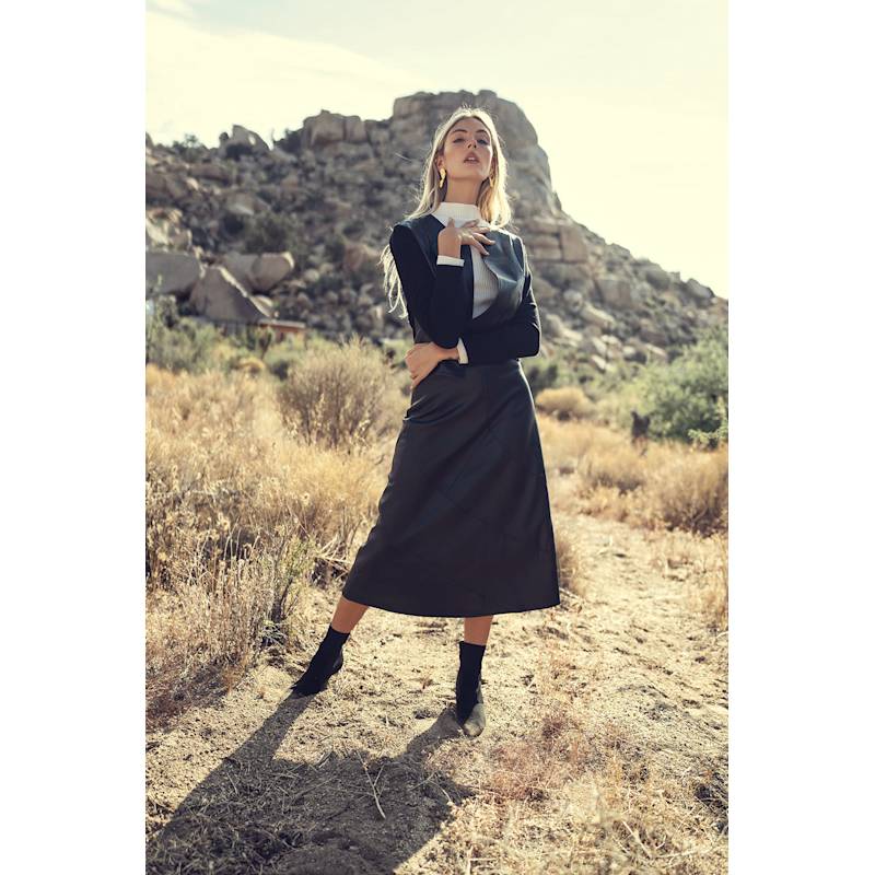 Thumbnail of Brown Leather Seam Skirt image