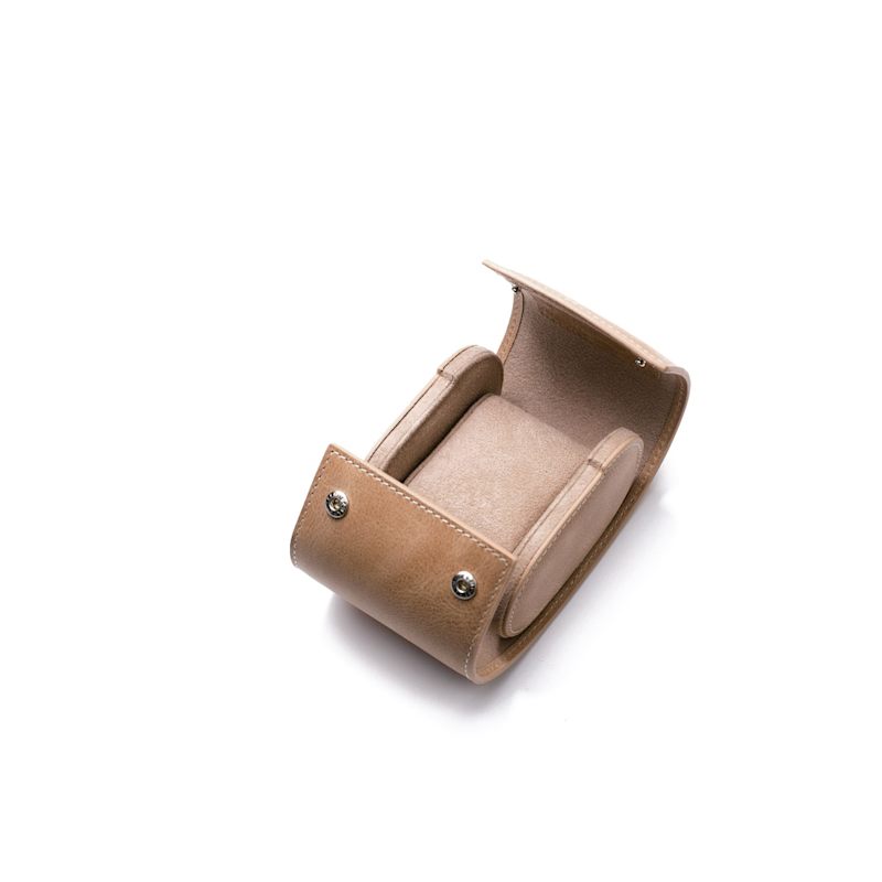 Thumbnail of Leather Travel Watch Case - Beige - Single Watch Roll image