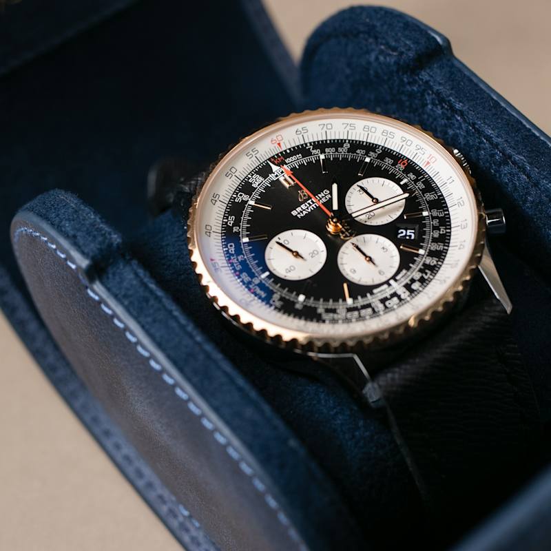 Thumbnail of Leather Travel Watch Case - Blue - Single Watch Roll image