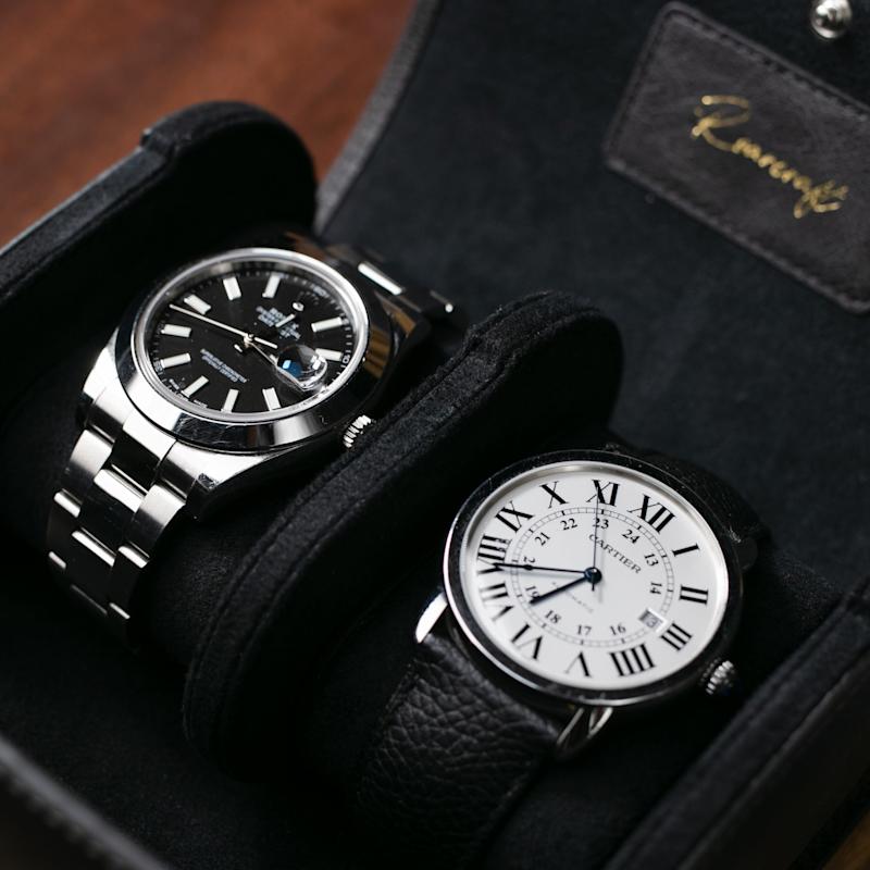 Thumbnail of Leather Travel Watch Case - Coal - Double Watch Roll image