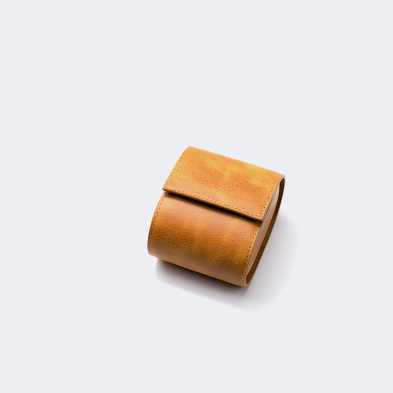 Thumbnail of Leather Travel Watch Case - Pumpkin - Single Watch Roll image