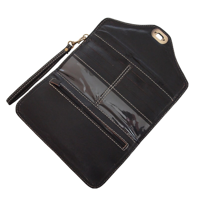 Thumbnail of Leather Tri-Fold Purse Black image