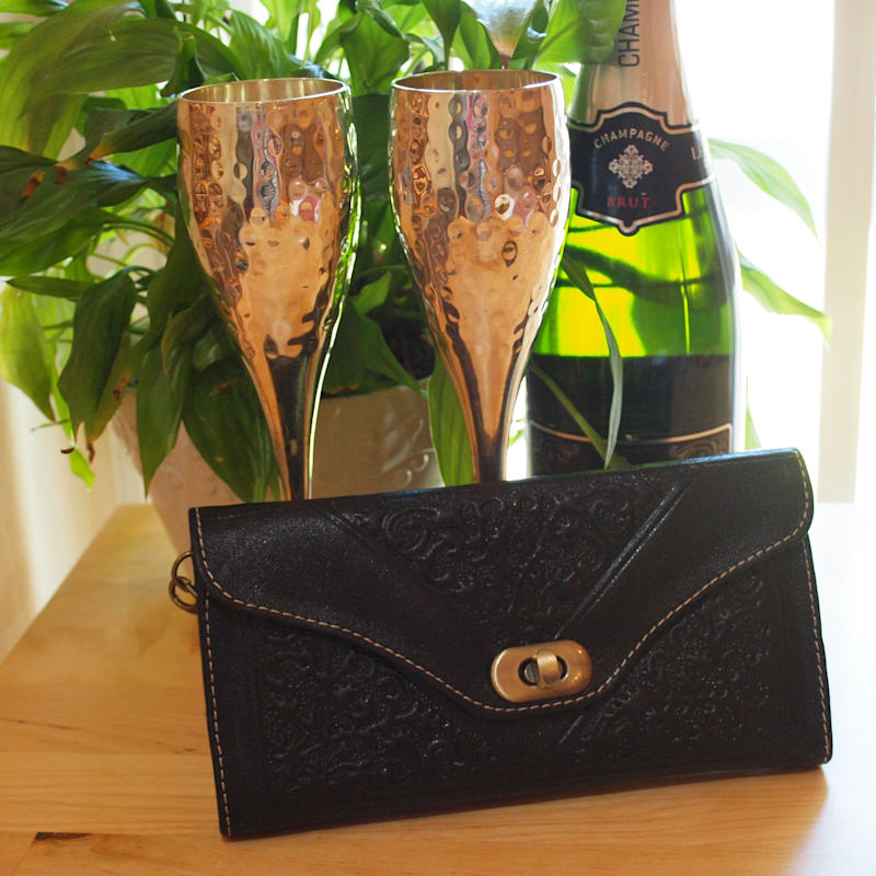 Thumbnail of Leather Tri-Fold Purse Black image