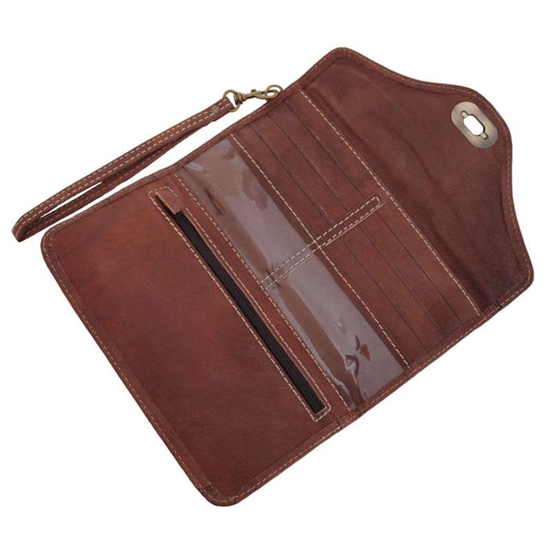 Thumbnail of Leather Tri-Fold Purse Dark Brown image