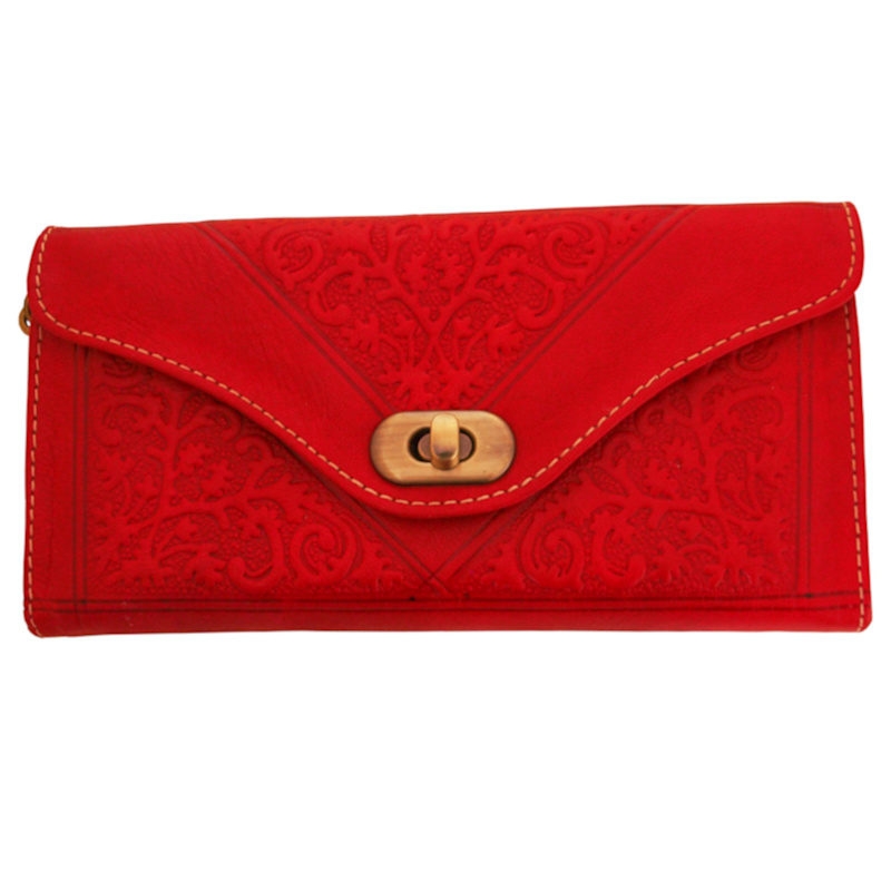 Thumbnail of Leather Tri-Fold Purse Red image